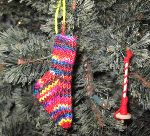 Insouciant Studios Handknit Mini Merino  Sock Stocking Decoration Ornament