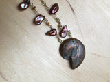 Ammonite Pearl and Peridot Necklace