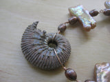 Insouciant Studios Golden Sands Necklace Ammonite Biwa Pearl Wedding Statement