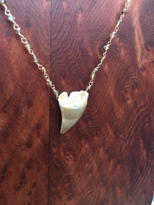 Mosasaur Fossil Tooth and Tourmaline Necklace