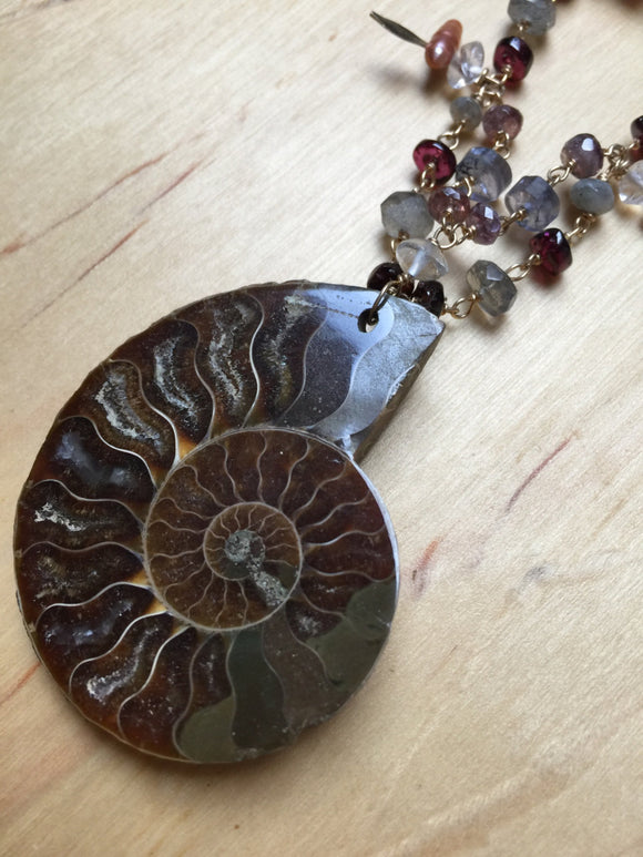 Insouciant Studios Ammonite Pearl and gemstone Necklace