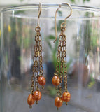 Insouciant Studios Copper Glow Earrings 14k Gold and Pearls