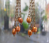Insouciant Studios Copper Glow Earrings 14k Gold and Pearls