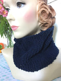 Hand Knit Blue Pullover Scarf