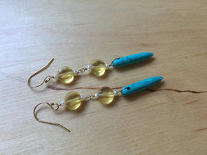 Insouciant Studios Notch Earrings Sterling Silver Turquoise Pearl Citrine