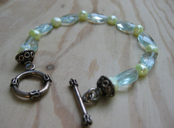Insouciant Studios Moonlit Bracelet Aqua Quartz and Pearls