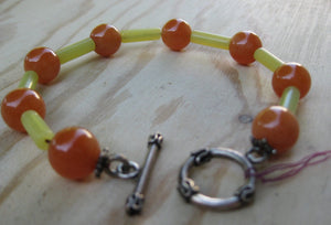 Insouciant Studios Orange Crush Bracelet Carnelian and Serpentine