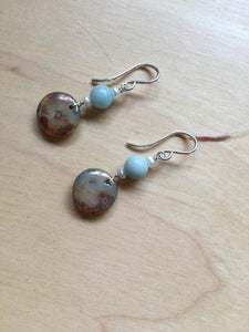 Insouciant Studios Paddle Earrings Amazonite and Pearl