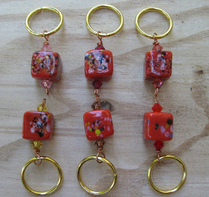 Red Frit Stitch Markers