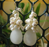 Insouciant Studios Snowfall Earrings White Pearl & Chalcedony