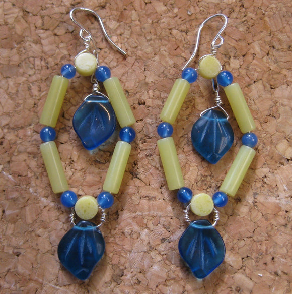 Insouciant Studios Shrub Earrings Prenhite Agate and Olive Jade Serpentine