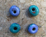 Insouciant Studios Iris Beads Leafy Raked Lampwork Beads in Purple, Teal, Ivory