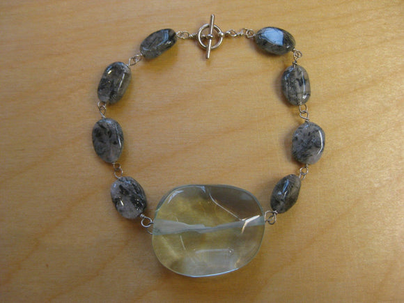 Insouciant Studios The Ocean in Winter Bracelet Sterling Silver and Rutilated Quartz
