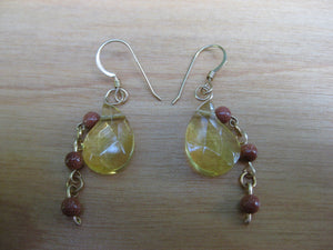 Insouciant Studios Partridge Earrings Citrine and Copper Goldstone