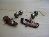 Insouciant Studios Sunken Treasure Earrings Coral and Pearl