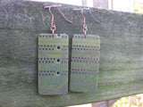 Insouciant Studios Dot Matrix Earrings Copper Olive Green Recycled Electronics Technology