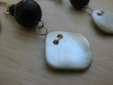 Insouciant Studios Buttons Earrings Wood and Antique Mother of Pearl Buttons