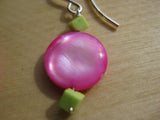 Insouciant Studios Simple Neon Earrings Sterling Silver Pink Shell Gaspeite