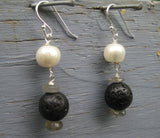Insouciant Studios Pressure Earrings Black Lava White Pearl Labradorite