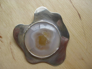 Insouciant Studios Fried Egg Agate Brooch Pin