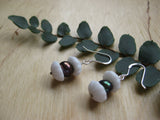 Insouciant Studios Oyster Earrings Sterling Silver and Green Pearls
