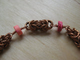 Insouciant Studios Pink Flame Byzantine Chain Bracelet