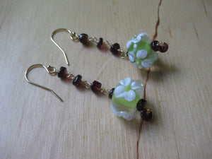 Insouciant Studios Tea Garden Earrings Floral Lampwork