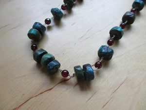 Insouciant Studios Lakeside Necklace Natural Turquoise and Garnet