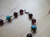 Insouciant Studios Lakeside Necklace Natural Turquoise and Garnet