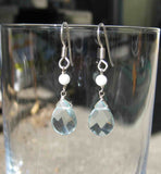 Insouciant Studios Pale Sky Earrings Faceted Quartz Crystal and Amazonite 925
