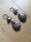 Golding Earrings Fossil Coral and Pyrite