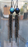 Insouciant Studios Midnight Earrings Brass and Black Chain Dangle